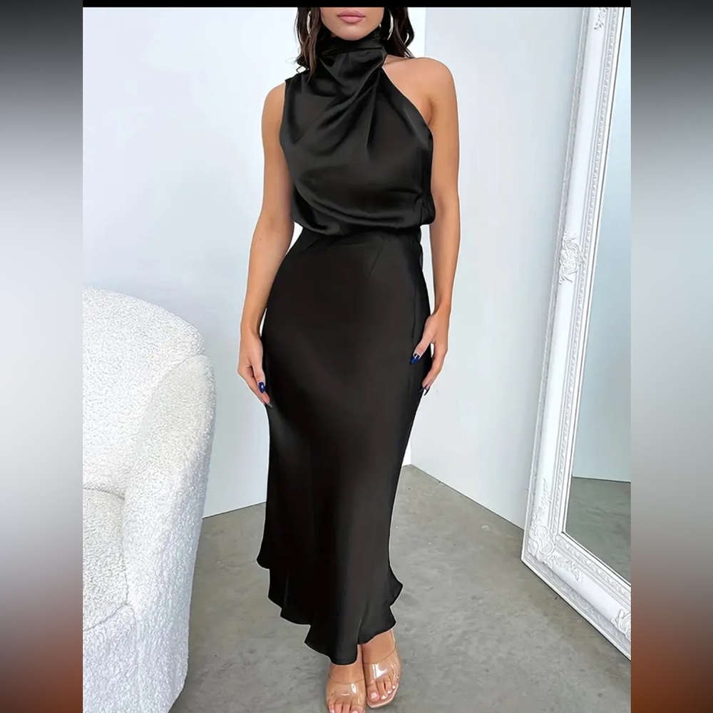 Black satin dress